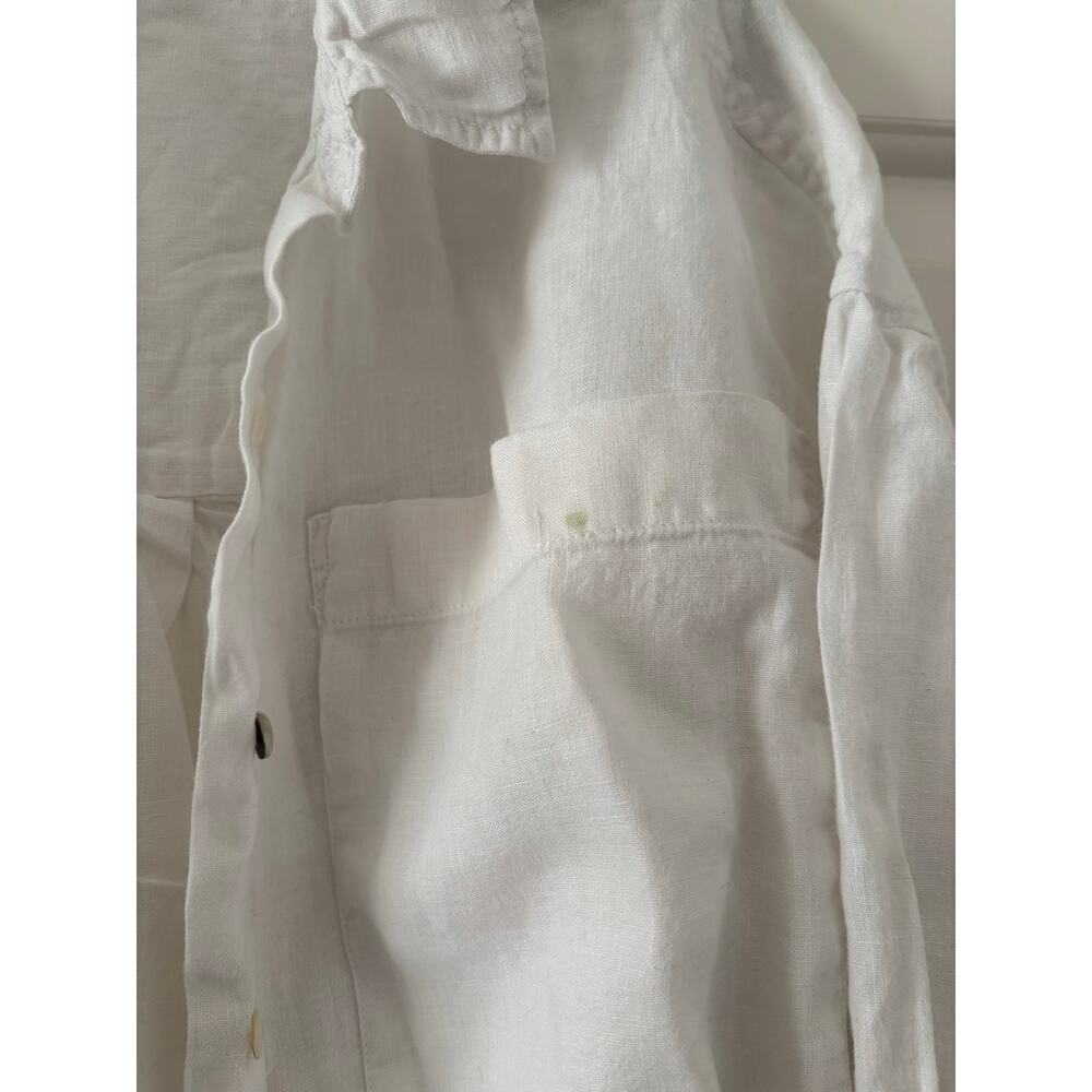Cynthia Rowley White 100% Linen Button Up Shirt Women Small Long Sleeve Top - Picture 3 of 6